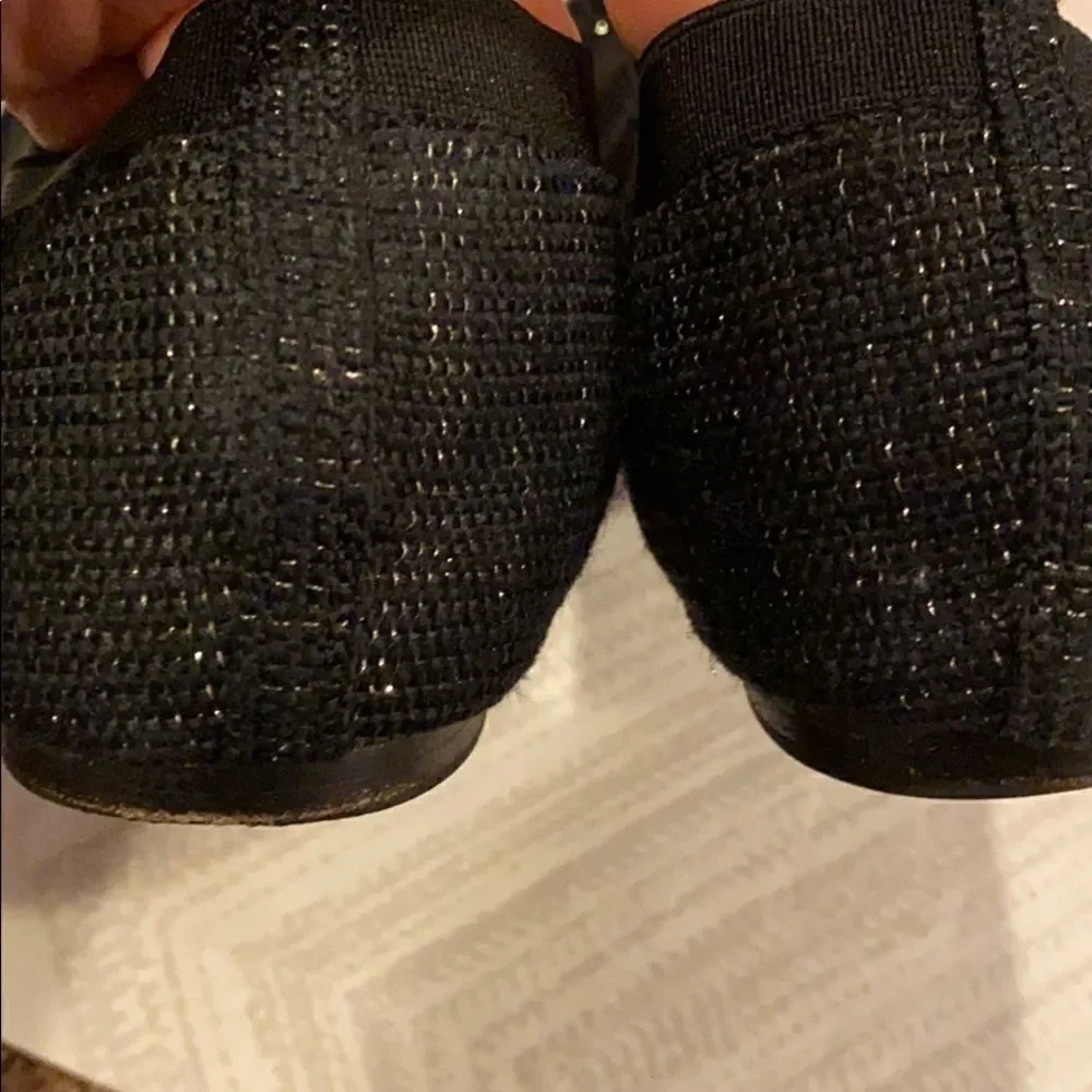 Tory Burch Black Caroline Arabia Elastic Flats - Size 7 1/2